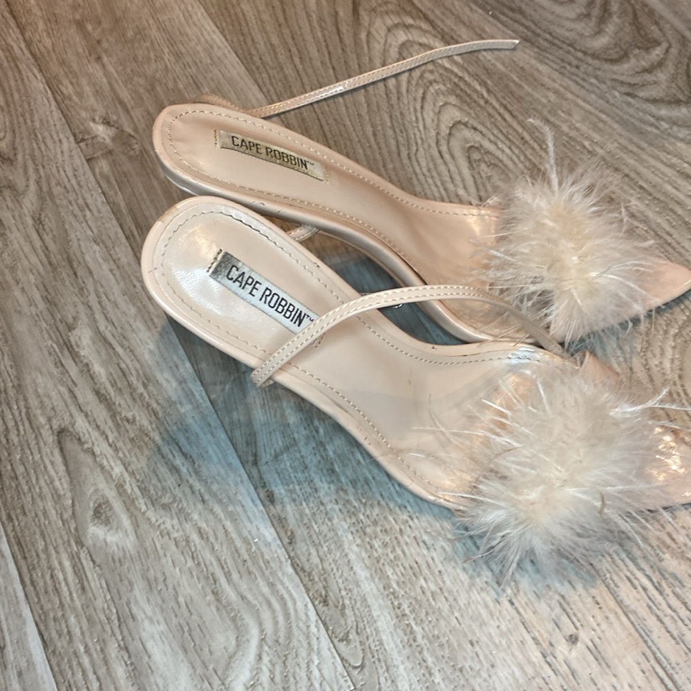 Cape Robbin feathered Women’s Peep Toe Feather Ankle Strap Sandals High … - Picture 4 of 12